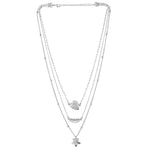 Hawaii Tropical Flora Multi-Layered Silver Necklace