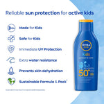NIVEA Sun Protect & Care Sunscreen For Kids SPF 50+, No White Cast, Instant UV Protection (200ml)