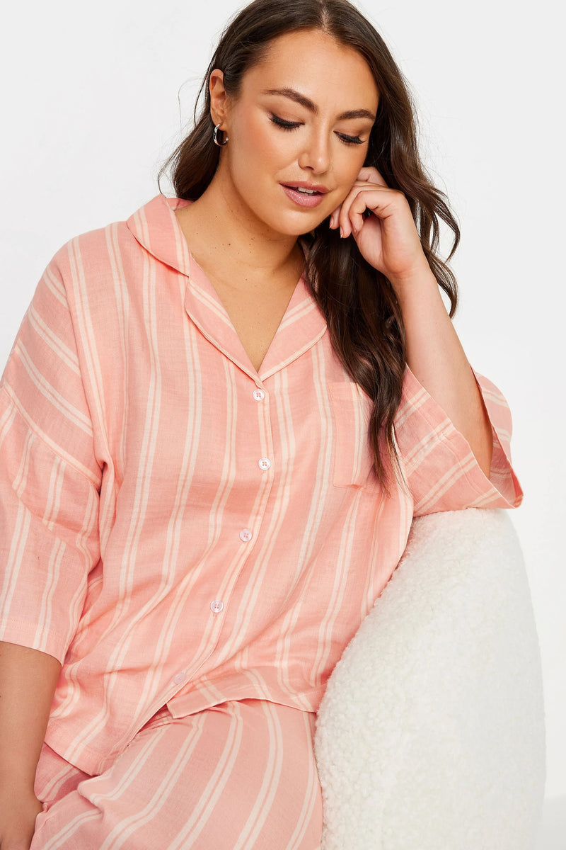 Plus Size Stripe Print Pyjama Set