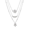 Hawaii Tropical Flora Multi-Layered Silver Necklace