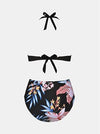 Black Floral Plus Size Halter High Waist Bikini Set