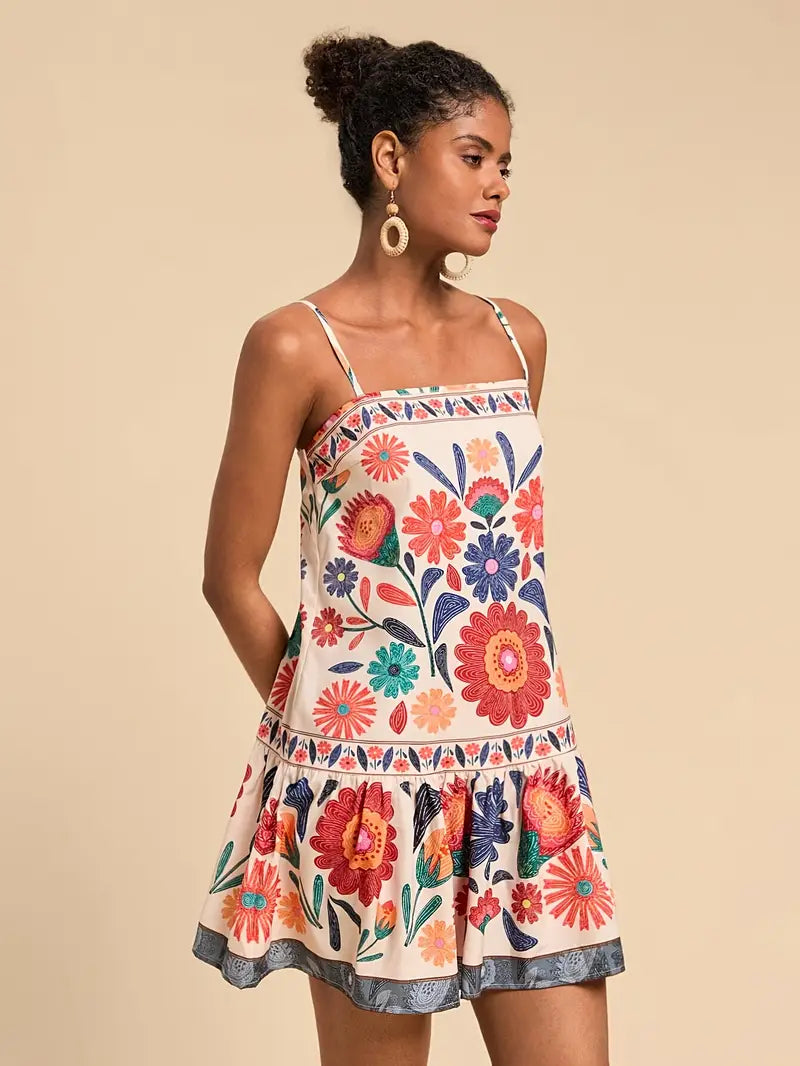 Floral Print Strappy Dress