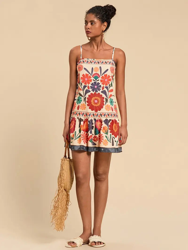 Floral Print Strappy Dress