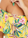 Tropical Floral Print Bardot Swimsuit