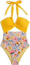 Halter Neck Cut-Out Ruched Swimsuit