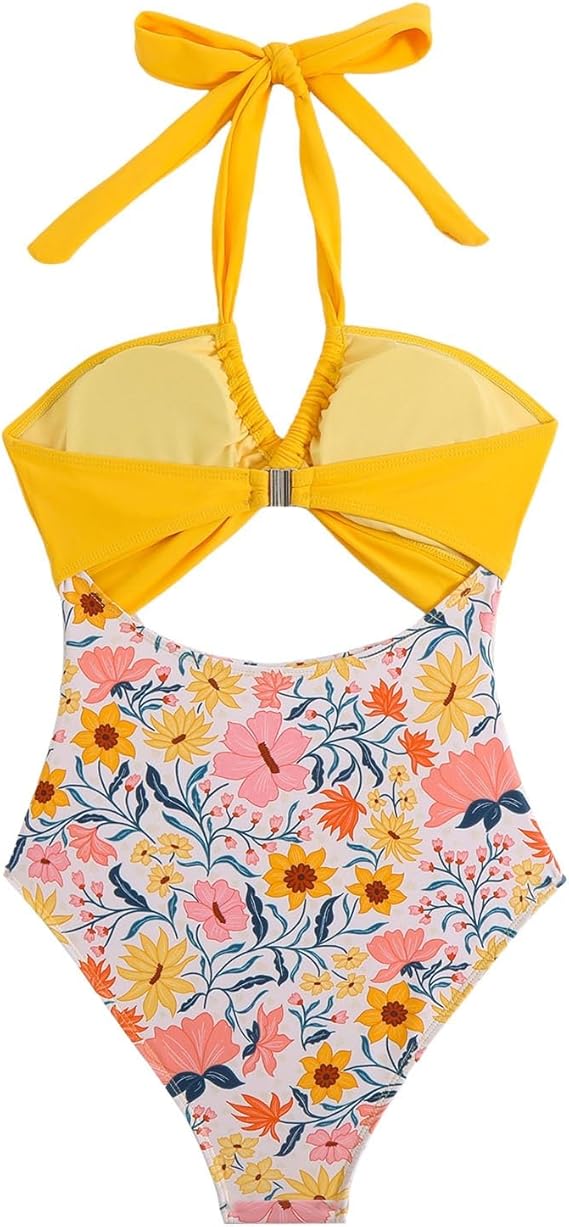 Halter Neck Cut-Out Ruched Swimsuit