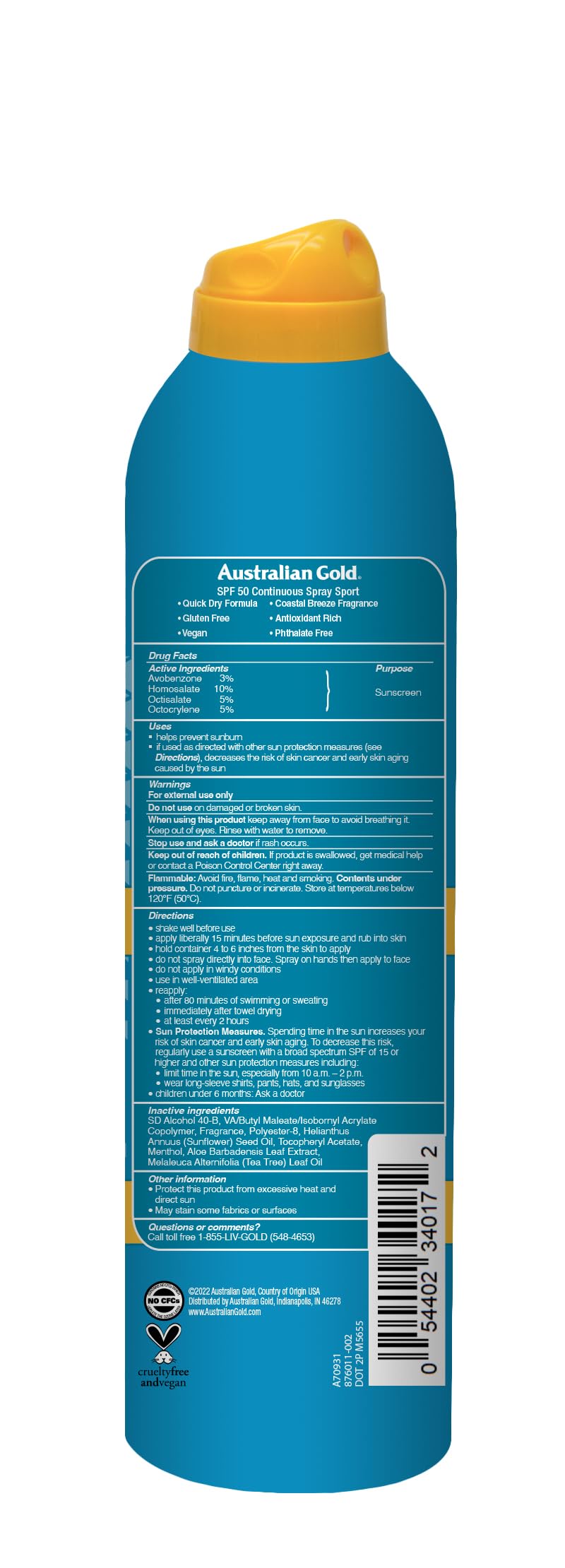 Extreme Sport Continuous Spray Sunscreen SPF 50  175ml