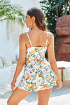 White Printed Scoop Neck Tankini Set