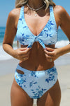 Vanessa Midnight Rose Knotted Top & O-Ring Cutout Bikini Set