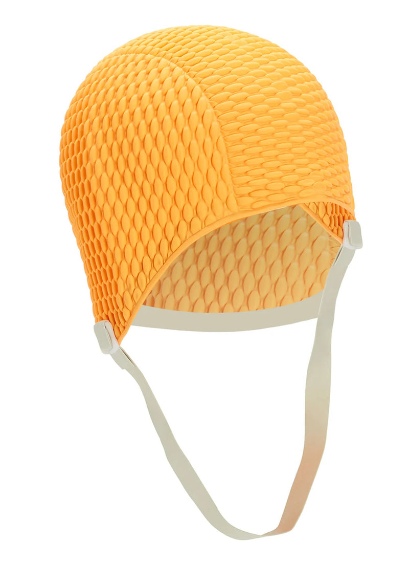 Bubble Swim Cap with Chin Strap (Orange)