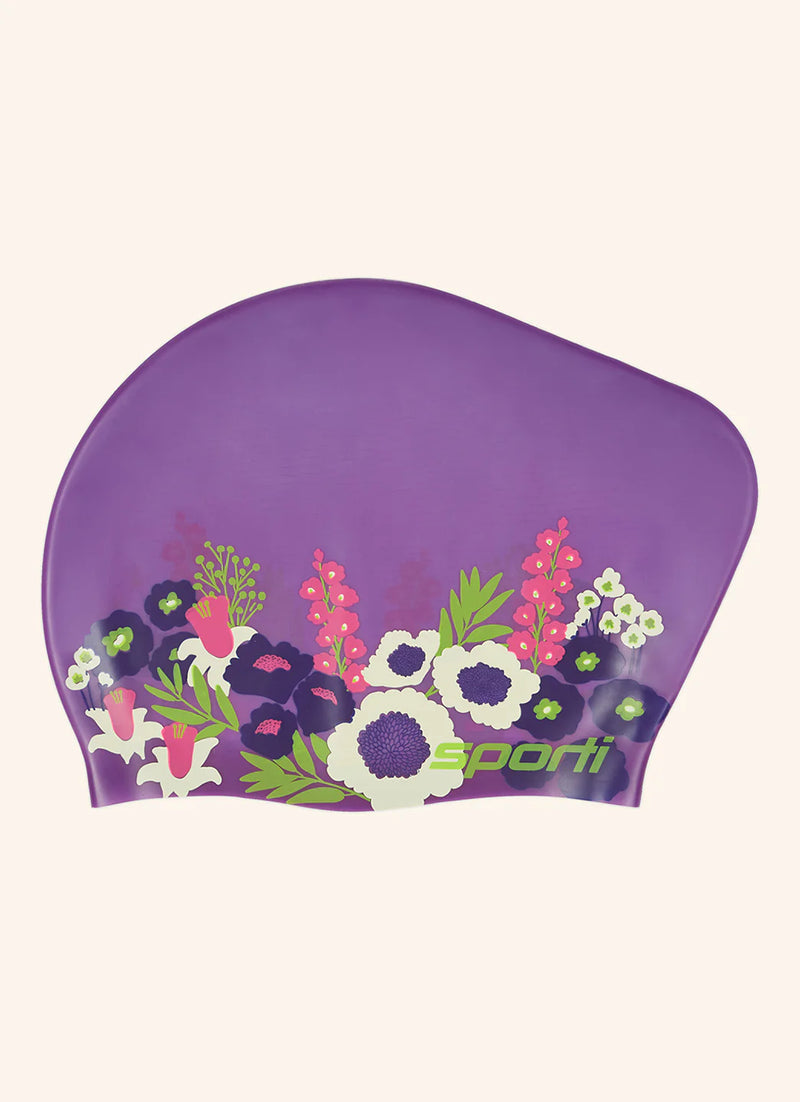 Spring Meadow Long Hair Bun Silicone Swim Cap
