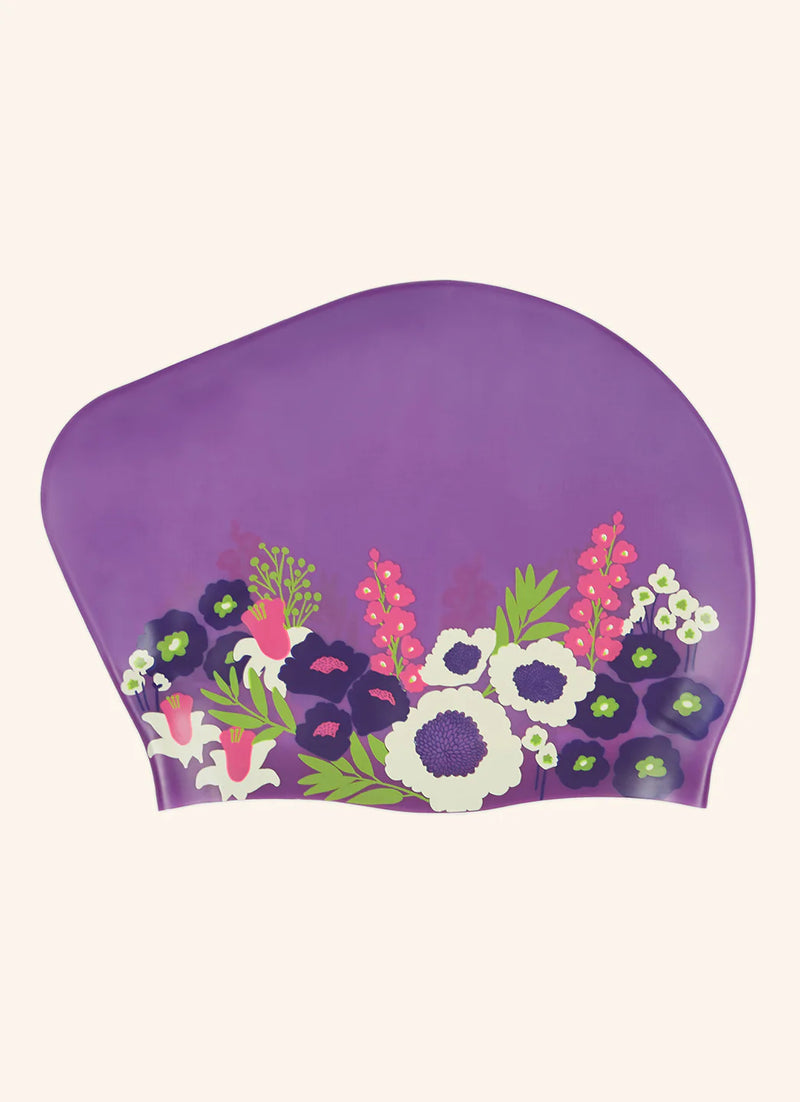 Spring Meadow Long Hair Bun Silicone Swim Cap
