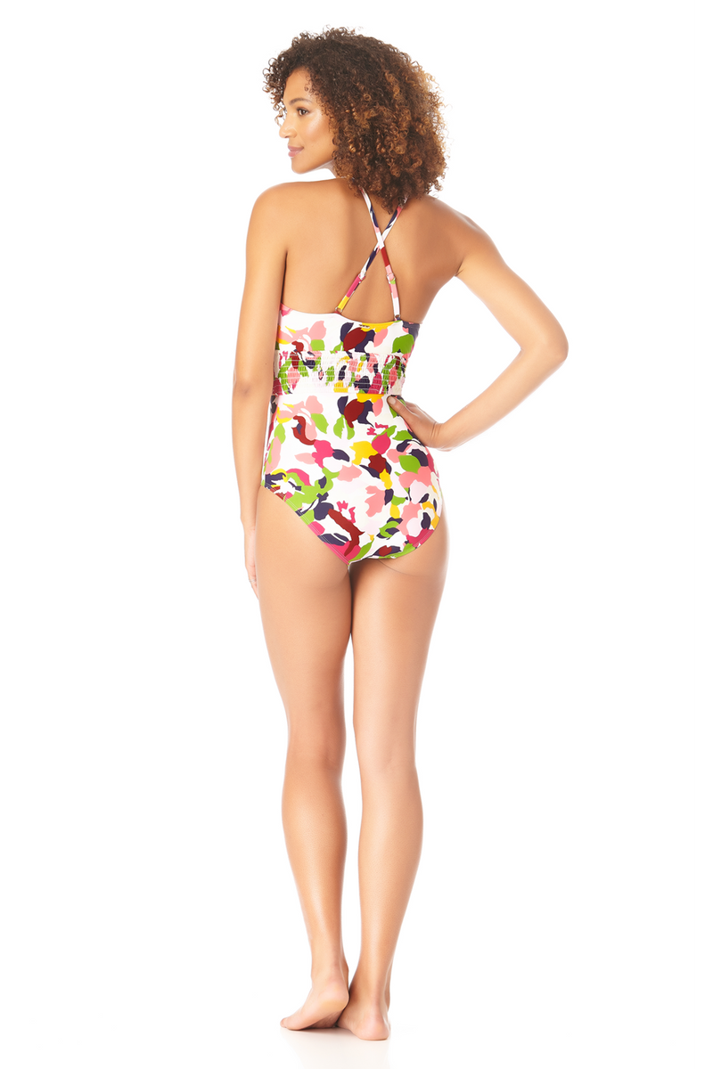 High Neck Smocked Swimsuit