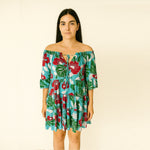 Aqua Red Floral Dress