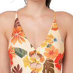 Floral Lace Up Swimsuit