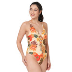Floral Lace Up Swimsuit