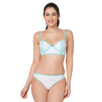 White Long Line Bikini Set