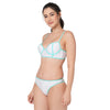 White Long Line Bikini Set