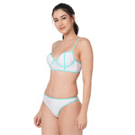 White Long Line Bikini Set