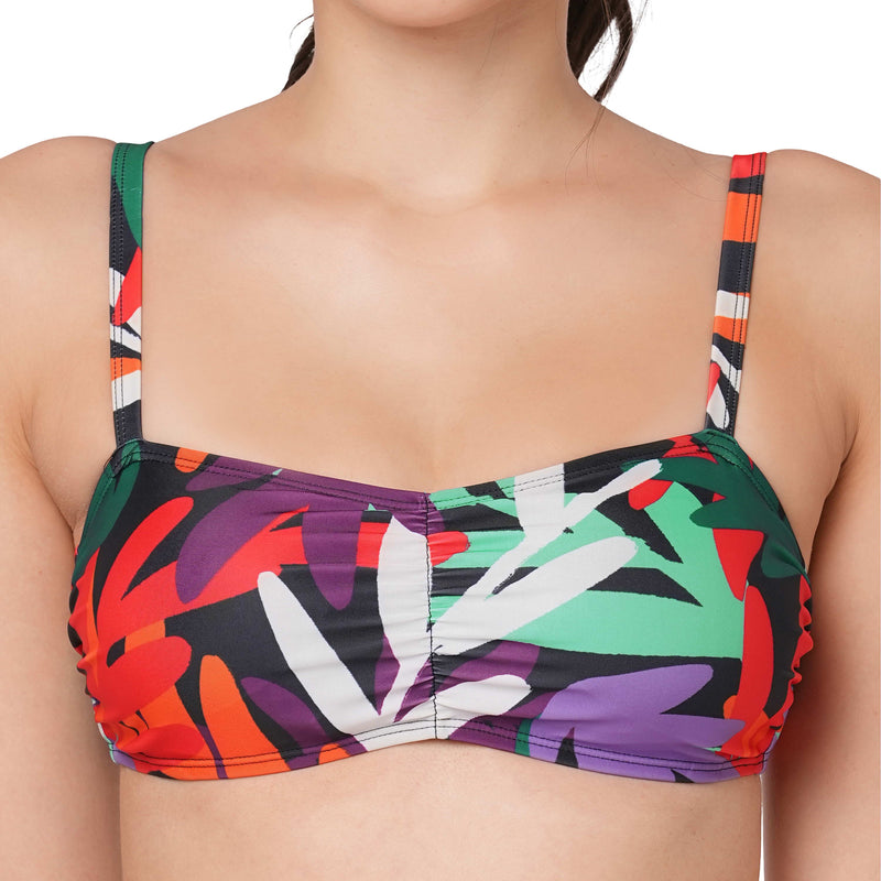 Tropical Leaf Bandeau Bikini Set