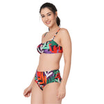 Tropical Leaf Bandeau Bikini Set