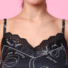 Bow Print Satin Lace Chemise