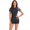 Black Zip Front Short Sleeve Boyleg