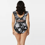 Floral Print V-Neck Plus Size One Piece