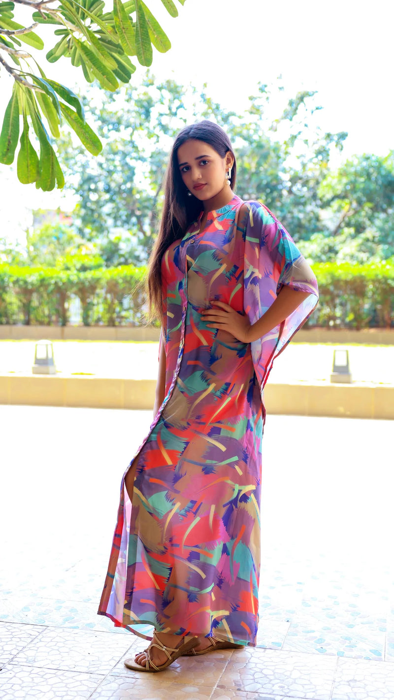 Abstract Printed Shirt Style Kaftan - Beach Shop Online Beach Dresses The Beach Company Abstract Printed Shirt Style Kaftan - Beach Shop Online Beach Dresses The Beach Company