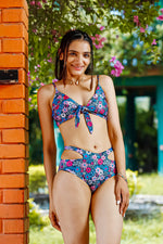 Tie Front Bikini Set - Retro Floral Bliss