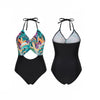 Halter Cut Out Floral Plus Size One Piece