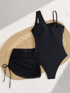 Keyhole Mesh Swimsuit with Detachable Skirt