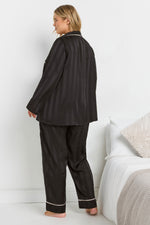 Plus Size Jacquard Stripe Satin Pyjama Set