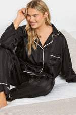 Plus Size Jacquard Stripe Satin Pyjama Set