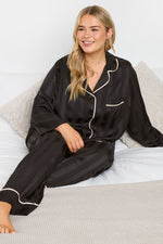 Plus Size Jacquard Stripe Satin Pyjama Set