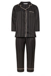 Plus Size Jacquard Stripe Satin Pyjama Set