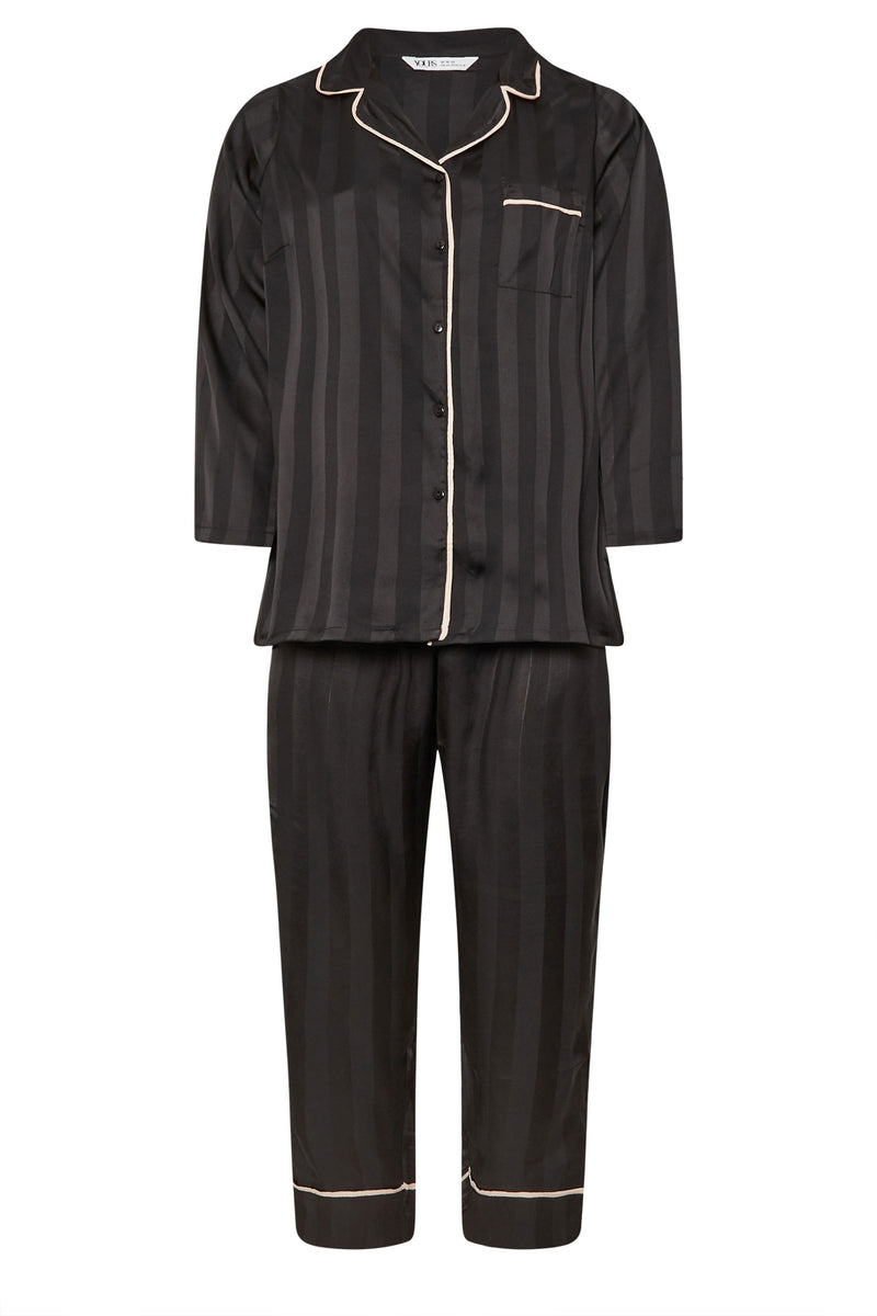 Plus Size Jacquard Stripe Satin Pyjama Set
