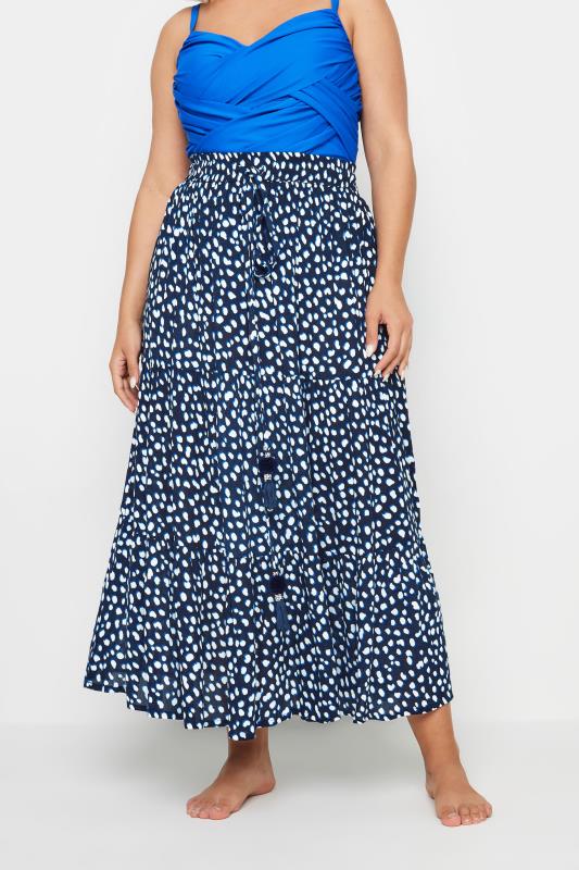 Spot Print Tiered Plus Size Beach Skirt