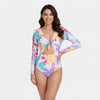 Bunny Tie Cutout Rashguard Swimsuit