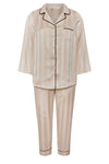 Plus Size Champagne Jacquard Stripe Satin Pyjama Set