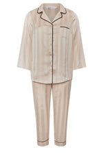 Plus Size Champagne Jacquard Stripe Satin Pyjama Set