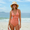 Textured V Neck Shirring Monokini