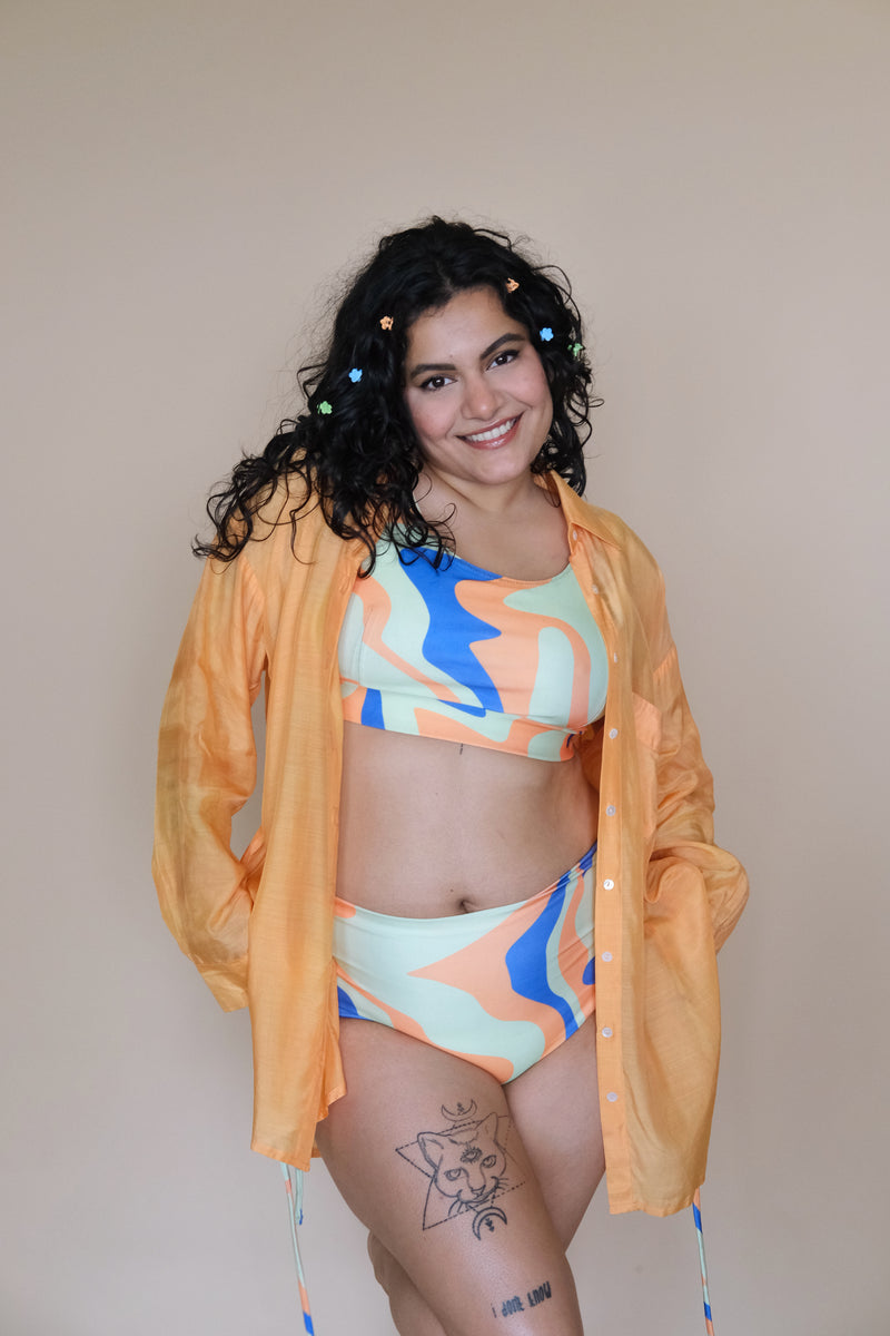 Sunset Slice Plus Size Shirt Coverup