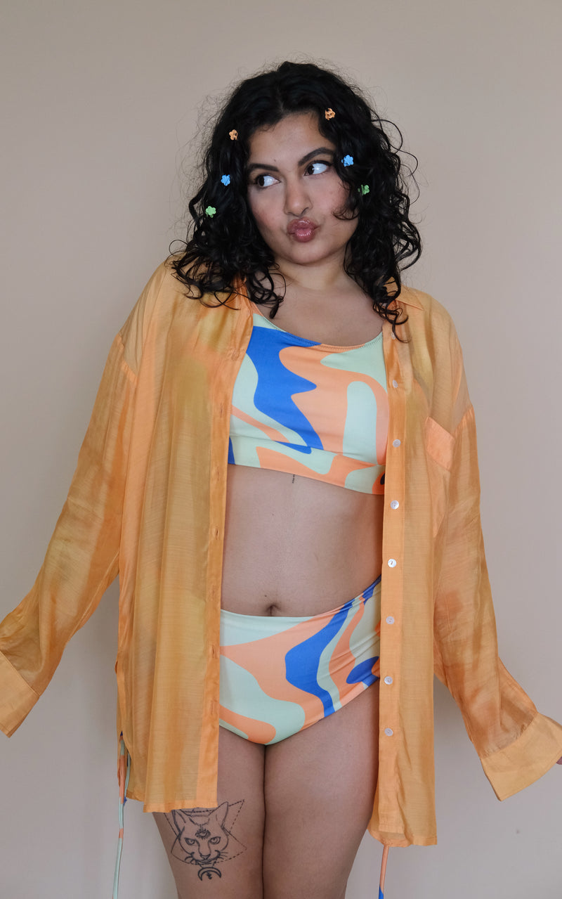 Sunset Slice Plus Size Shirt Coverup