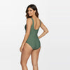 Fern Green Mesh Panel Scoop Back Swimsuit