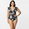 Floral Print V-Neck Plus Size One Piece