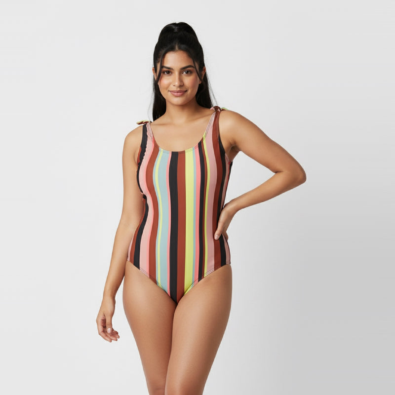 Multi-Colour Striped Swimsuit