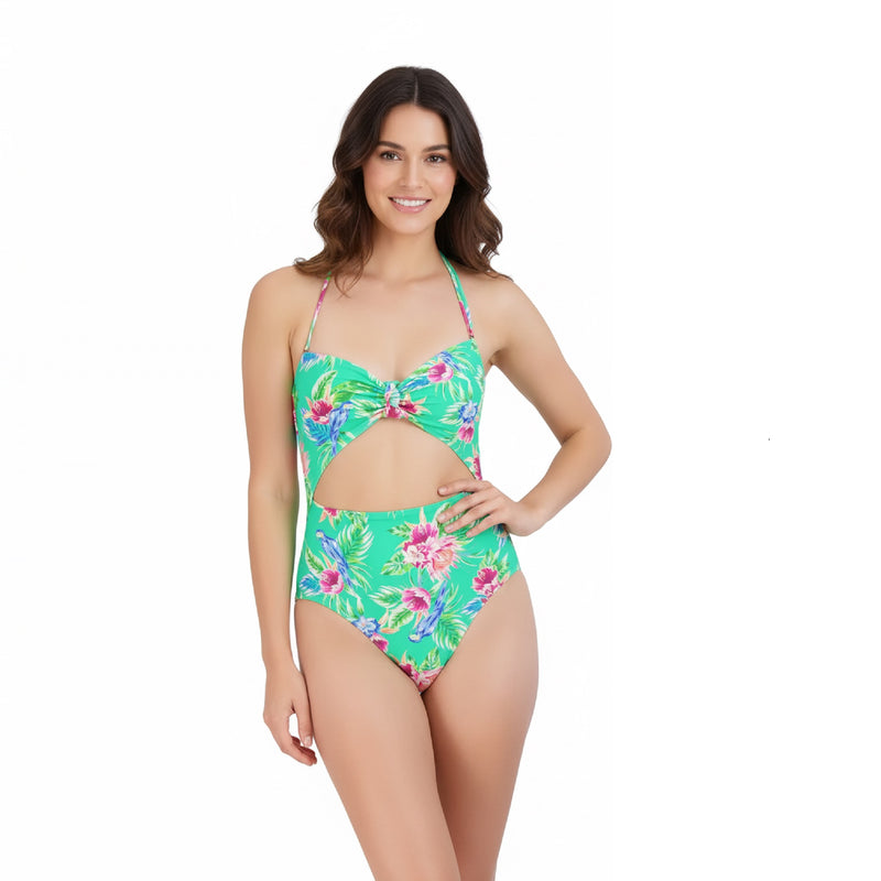 Green Knot Front One Piece