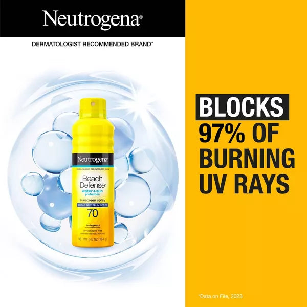 Beach Defense® Water + Sun Protection Sunscreen Spray Broad Spectrum SPF70  192ml