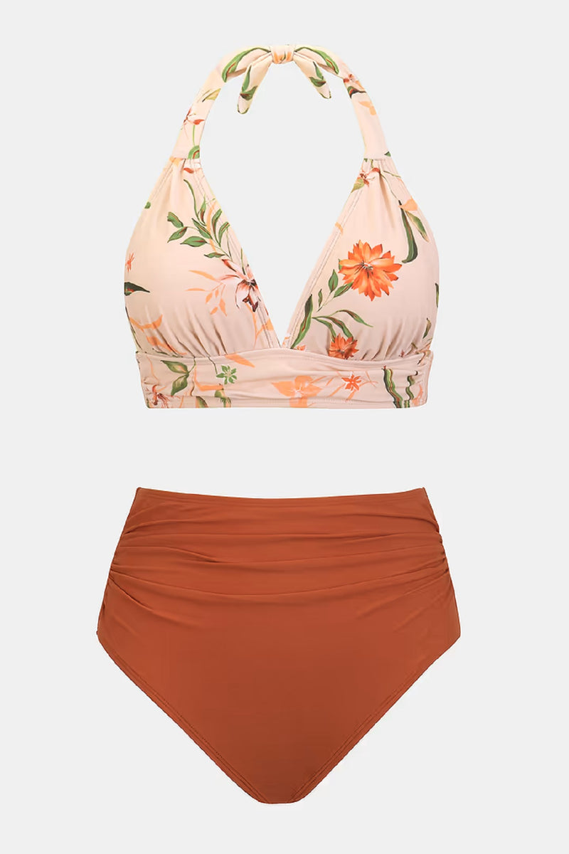 Floral Halter High Waist Bikini Set